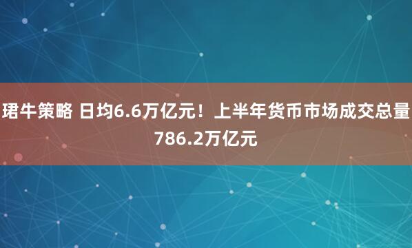 珺牛策略 日均6.6万亿元！上半年货币市场成交总量786.2万亿元
