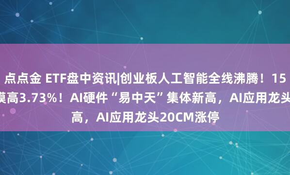 点点金 ETF盘中资讯|创业板人工智能全线沸腾！159363放量摸高3.73%！AI硬件“易中天”集体新高，AI应用龙头20CM涨停