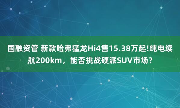 国融资管 新款哈弗猛龙Hi4售15.38万起!纯电续航200km，能否挑战硬派SUV市场？